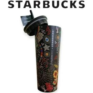 NWT Starbucks x Farm Rio Colorful Black Beadwork Stainless Cold Cup Tumbler